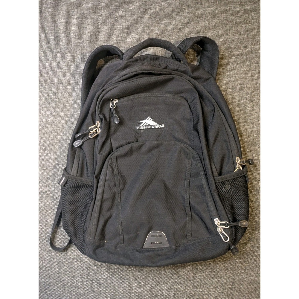 High‎ Sierra Backpack Multi Pocket School Book Laptop Bag Black Adjustable Strap